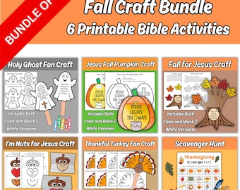 Herbstliches Bastelpaket mit biblischen Motiven, 6 druckbare christliche Aktivitäten zum Thema Herbst für Kinder, Sonntagsschule, Kirche, Klassenzimmer, Homeschooling