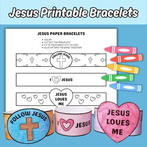 Jesus Druckbare Papier Armbänder Handwerk für Kinder Sonntag Schule Bibel Unterricht Aktivität Christlichen Glauben-basierte Armband Färbung Handwerk für Kirche