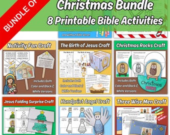 Christmas Bible Craft Bundle, 8 Printable Christian Christmas Activities for Kids, Sunday School, Children's Church, Classroom, Homeschool