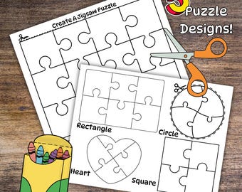 Create A Puzzle, Create Your Own Jigsaw Puzzle Activity Worksheet for Kids, Make A Custom Puzzle, Printable Jigsaw Puzzle Activity Sheet
