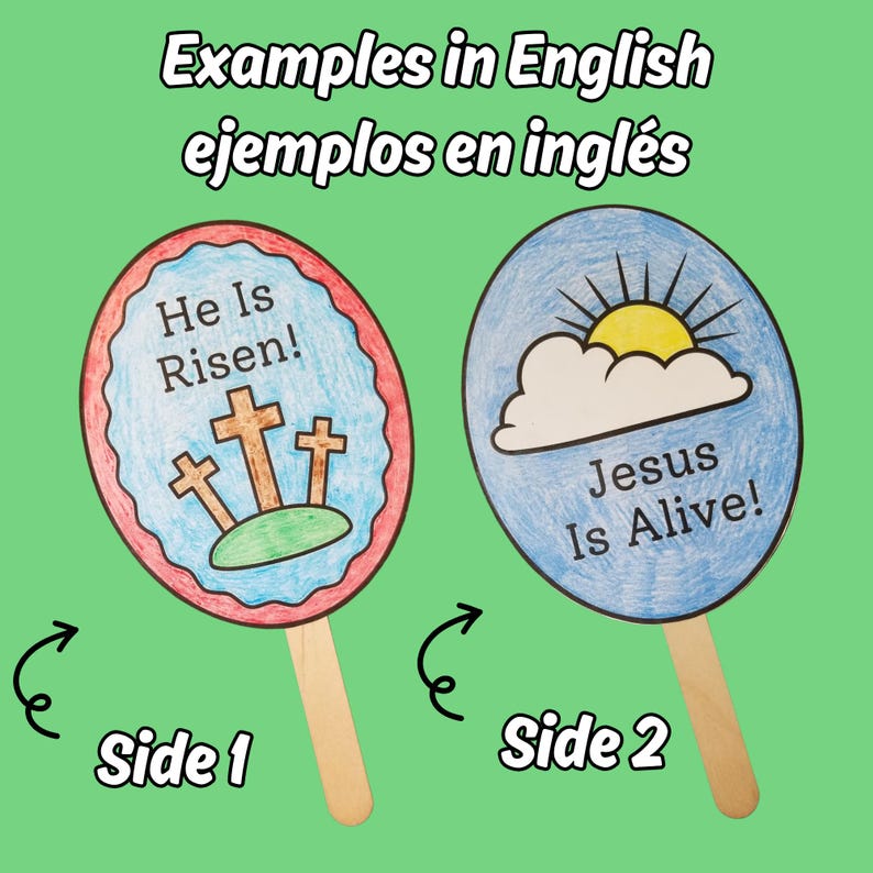 He is Risen Fan Craft IN SPANISH for Kids Sunday School Bible Lesson ...