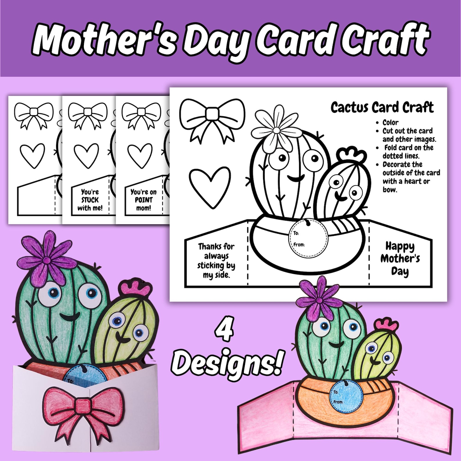 Mother's Day Folding Card Printable Coloring Activity for Kids Mother's ...