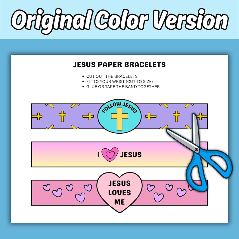 Jesus Printable Paper Bracelets Craft for Kids Sunday School Bible ...