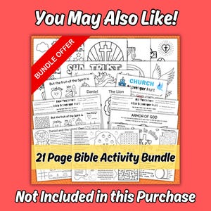 Bible Story Activity Placemat Bundle for Kids, 15 Printable Christian Bible Stories Activity Coloring Pages for Sunday School Church Lesson image 7
