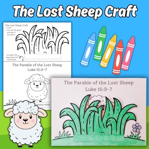 The Lost Sheep Bible Story Craft Printable for Kids Sunday School Lesson, The Parable of the Lost Sheep Children&#39;s Church Coloring Activity