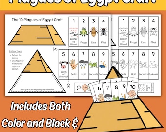 Le dieci piaghe d'Egitto: attività stampabile con storie bibliche per bambini, lezione di scuola domenicale, storia di Mosè da colorare per la chiesa dei bambini.