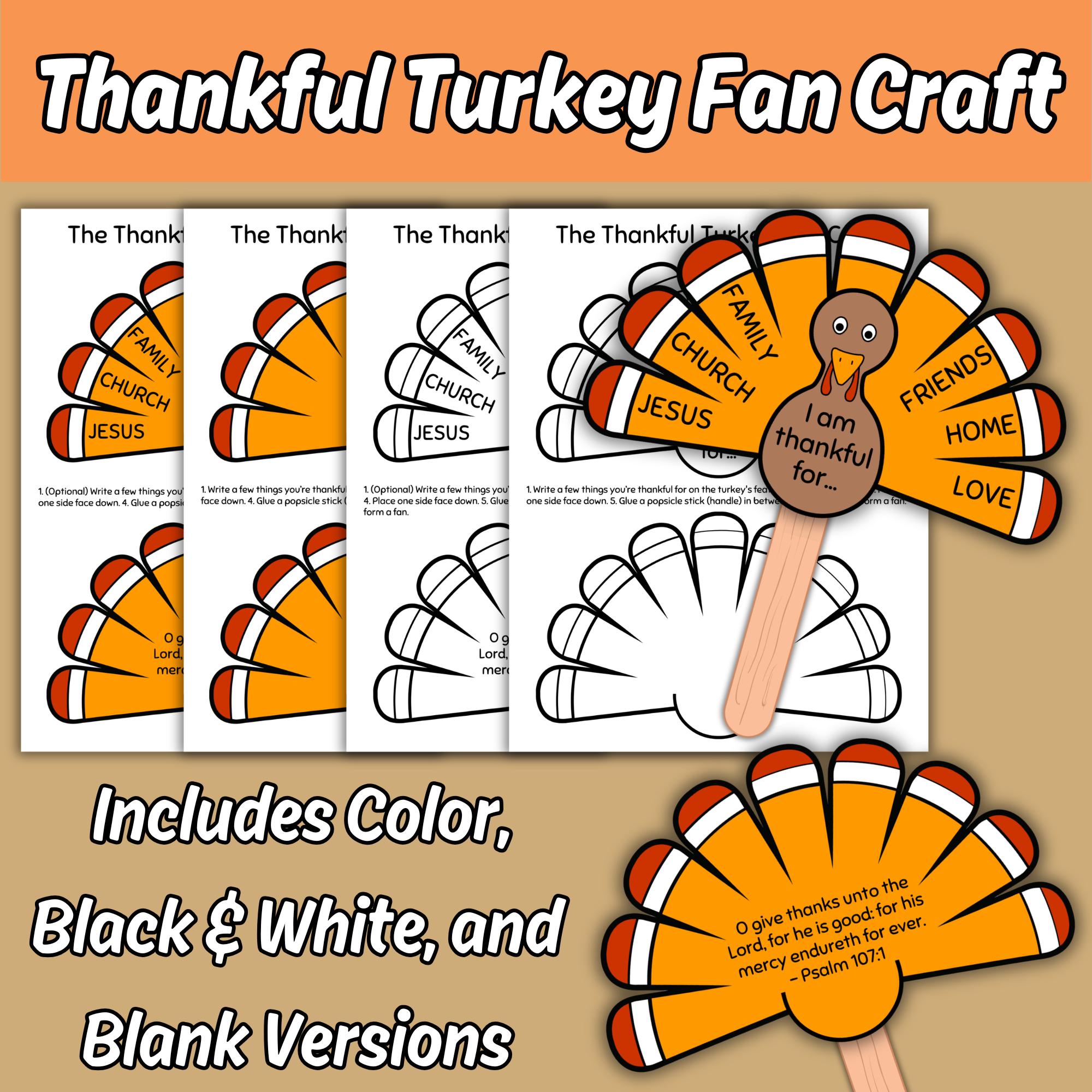 The Thankful Turkey Fan Craft for Kids Sunday School Bible Lesson ...