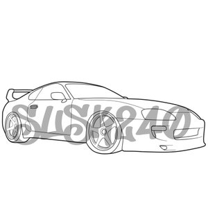 Supra Ver. 2 Car Outline, Car Clipart, Vehicle SVG, Car PNG, Cricut Silhouette Cut Files, Instant Download, dxf, eps, jpeg