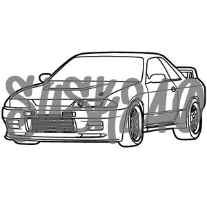 Nissan R32 Skyline Ver. 1 Contorno del coche, Cipart del coche, Vehículo SVG, Coche PNG, Circut Silhouette Cut Files, Descarga instantánea, DXF, eps, jpeg