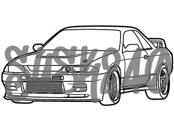 Nissan R32 Skyline Ver. 1 Contour de voiture, Cipart de voiture, Véhicule SVG, Voiture PNG, Circut Silhouette Cut Files, Téléchargement instantané, DXF, eps, jpeg