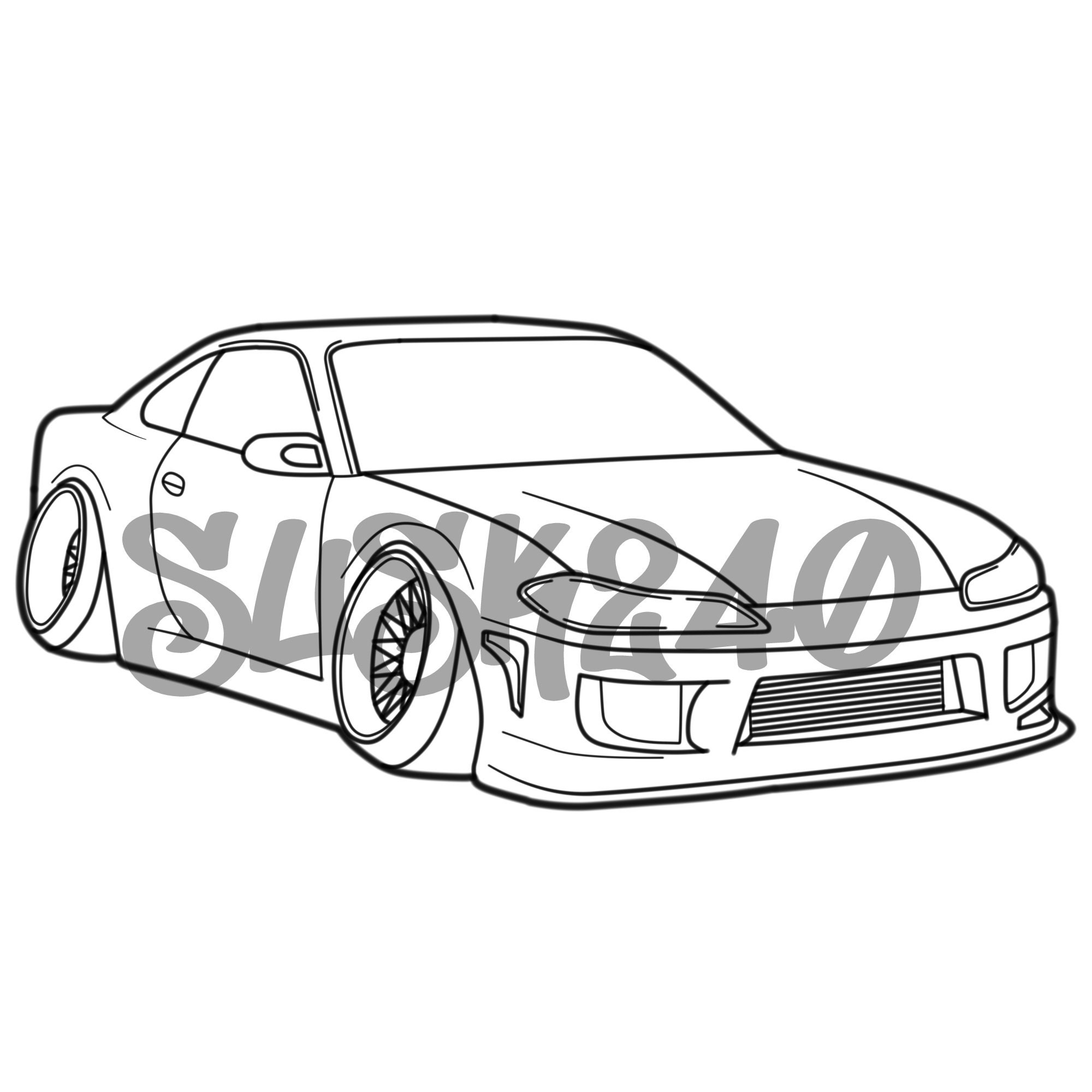Nissan 240sx S15 Ver. 1 Car Outline Car Cipart Vehicle SVG Etsy Sweden