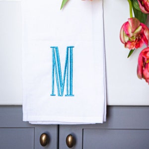 Monogram Kitchen Towel | Linen Classic Single Letter Monogrammed Custom Embroidered Towel Personalized Hostess Gift
