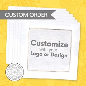 Custom Embroidered Cocktail Napkins Set with Logo, Artwork or Design | Threads & Honey