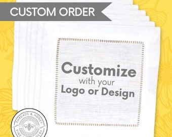 Custom Embroidered Cocktail Napkins Set with Logo, Artwork or Design | Threads & Honey