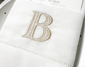 Initial Monogram Personalized Wedding Napkins Pocket Fold  Set | Custom Embroidered Housewarming Gift For Her | Threads & Honey