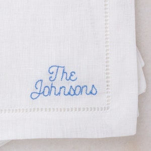 Personalized Embroidered Cocktail Napkins with Minimalist Custom Name Set | Threads & Honey