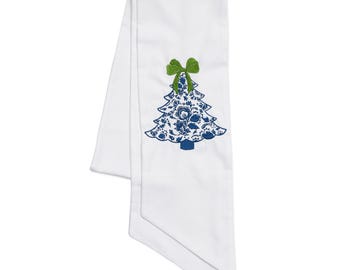 Embroidered Chinoiserie Christmas Tree Wreath Sash