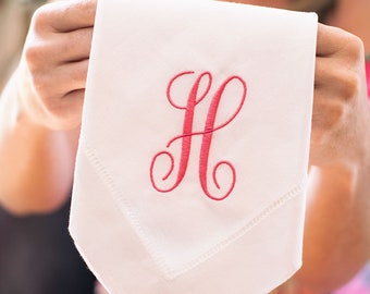 Initial Monogram Personalized Wedding Napkins Calligraphy Set | Custom Embroidered Housewarming Gift For Her | Threads & Honey