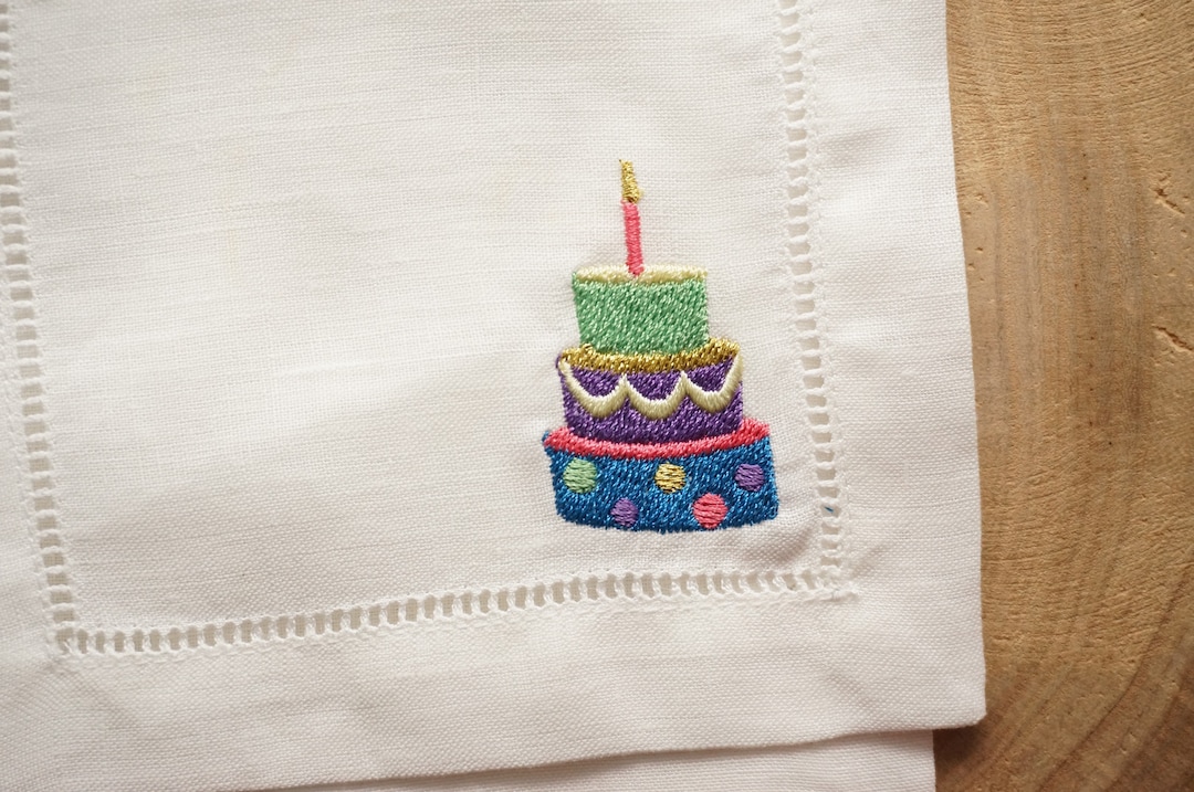 Birthday Cake Custom Linen Cocktail Napkins | Perfect Gift for a ...