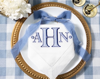 Personalized Embroidered Napkins with Initial Monogram Ryan Set | Custom Made Housewarming Gift For Her | Threads & Honey