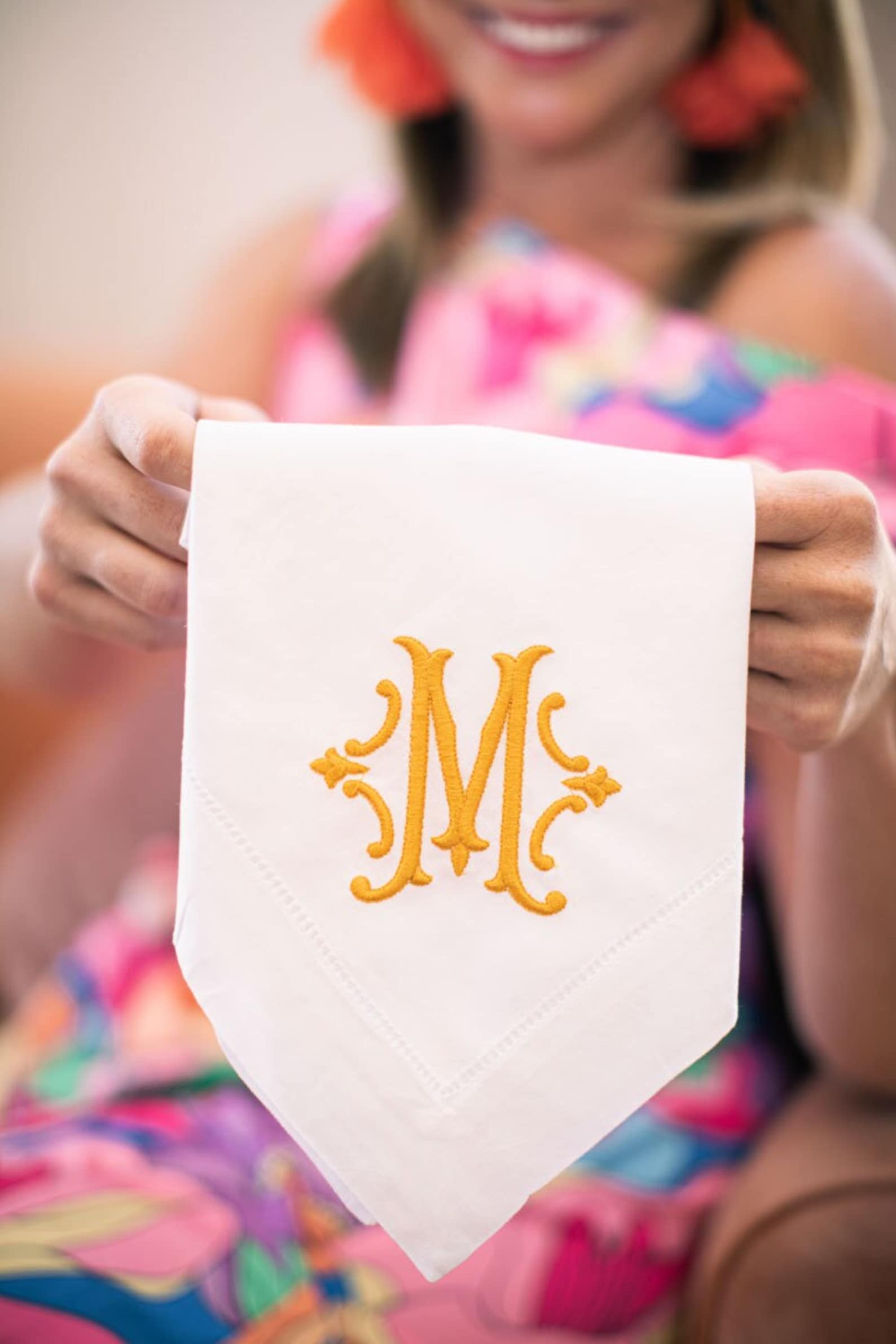 Personalized Embroidered Napkins with Initial Monogram Formal Set | Custom Made Housewarming Gift For Her | Threads & Honey - 6 Napkins