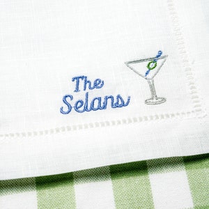 Personalized Embroidered Cocktail Napkins with Martini Glass and Minimalist Custom Name Set Threads & Honey image 7