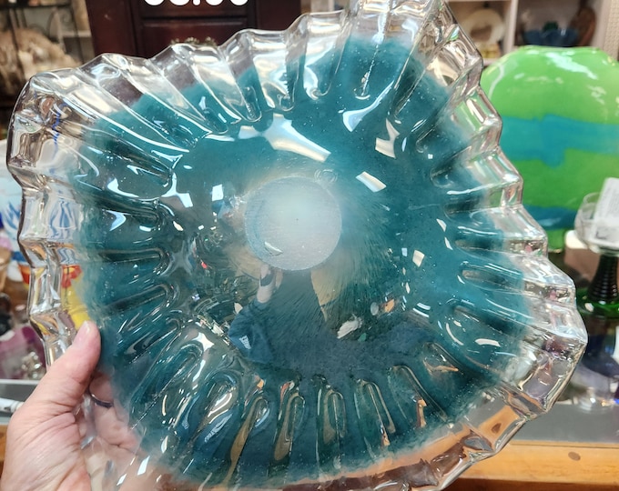 Large Murano Glass Fluted Bowl