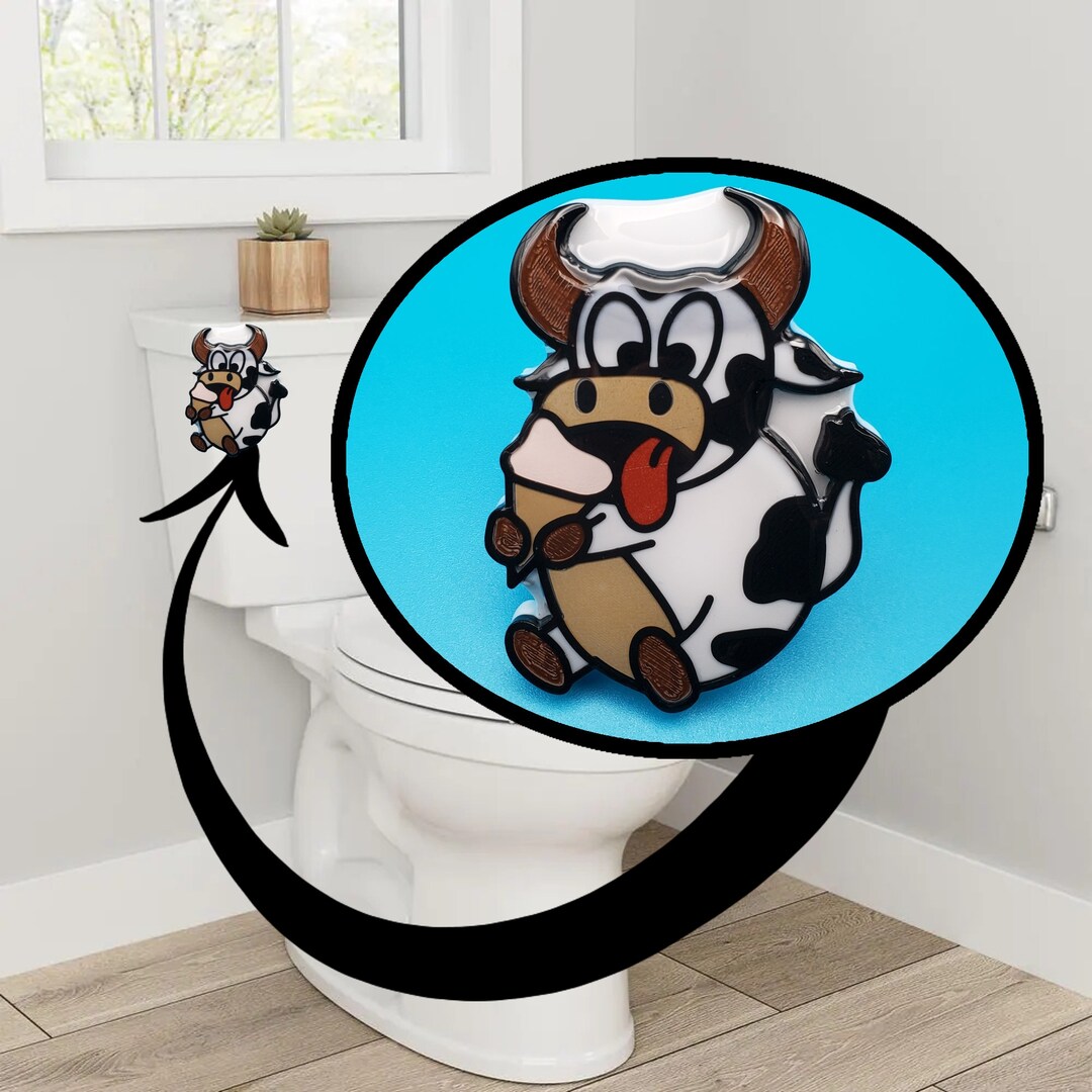 Cow Flush Buddy Toilet Handle Etsy