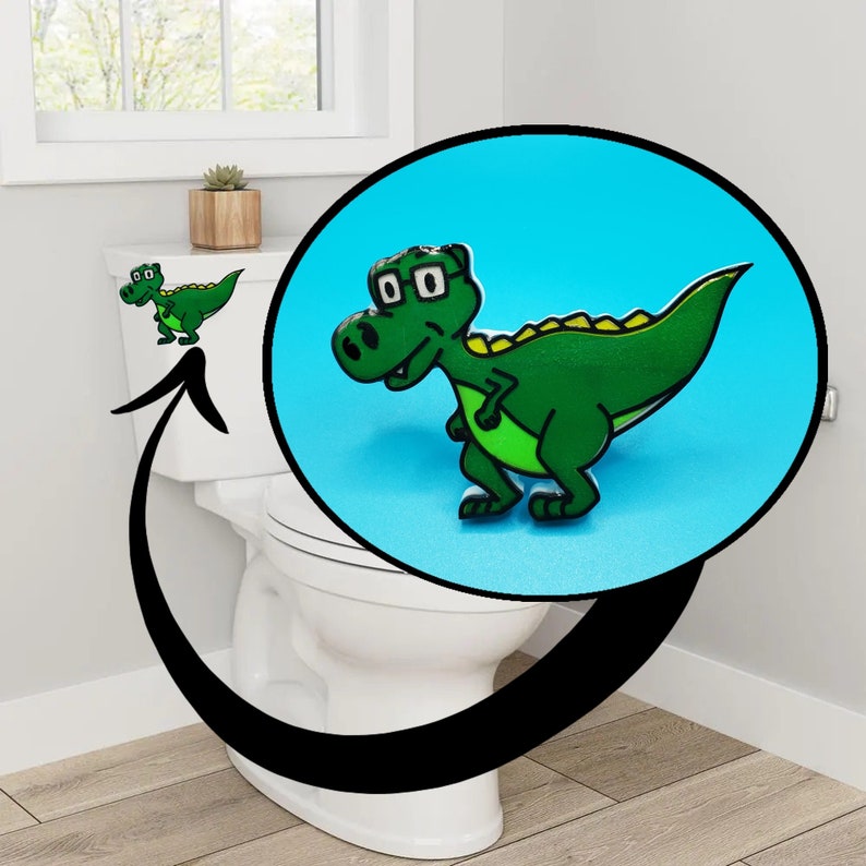 Dino Flush Buddy Toilet Handle Etsy
