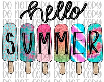 Hello Summer PNG | summertime png | Popsicle summer png | Popsicle png | Kids PNG | Sublimation png