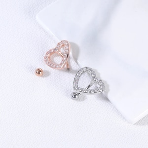 14G 10MM Heart Reverse Belly Button Ring/ Heart Navel Jewelry/ Top Down Belly Ring/ Heart Belly Piercing / Shinny Belly Bar/ 1.610mm image 8