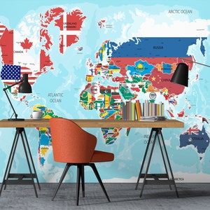 3D Flaga Narodowa Mapa Świata FFA7214 Biuro Domowe Tapeta Zdejmowana Tapeta Samoprzylepna Bardzo Duża Tapeta Zdejmowana i Przyklejana