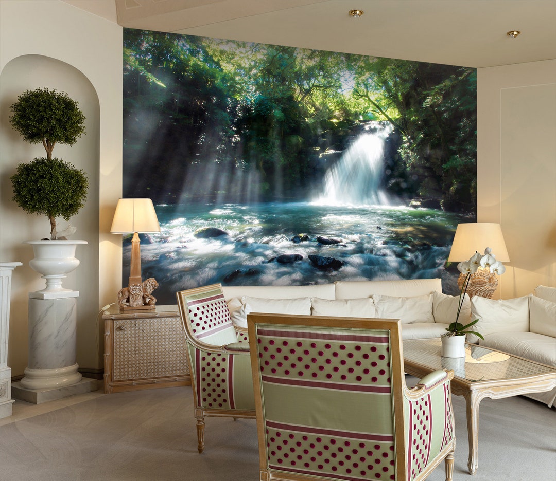 3D Sunshine Forest Waterfall FFA3160 Aged Care Removable Wallpaper Self ...