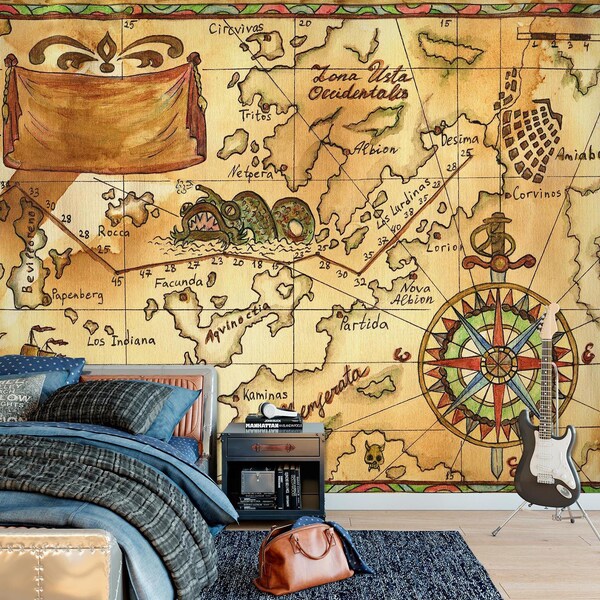 Nautical Chart Peel and Stick Wallpaper Etsy