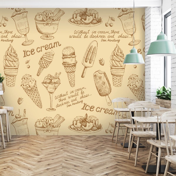 3D Retro Ice Cream FFA2561 Removable Wallpaper Self Adhesive Wallpaper Extra Large Peel & Stick Wallpaper Wallpaper Mural