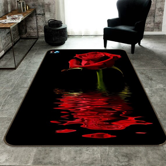 3D Red Rose 55 Non Slip Rug Mat Room Mat Round Elegant Photo Carpet US Summer 