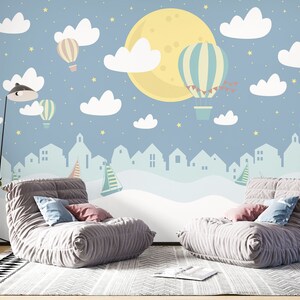 3D Cartoon weiße Wolken FFA1286 abnehmbare Tapete selbstklebende Tapete Extra große Peel & Stick Wallpaper Wallpaper Wandbild