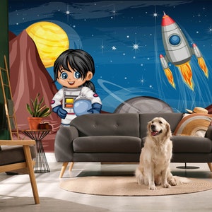 3D Cartoon Rocket FFA2062 verwijderbaar behang, zelfklevend behang, extra grote Peel & Stick Wallpaper, behangmuurschildering