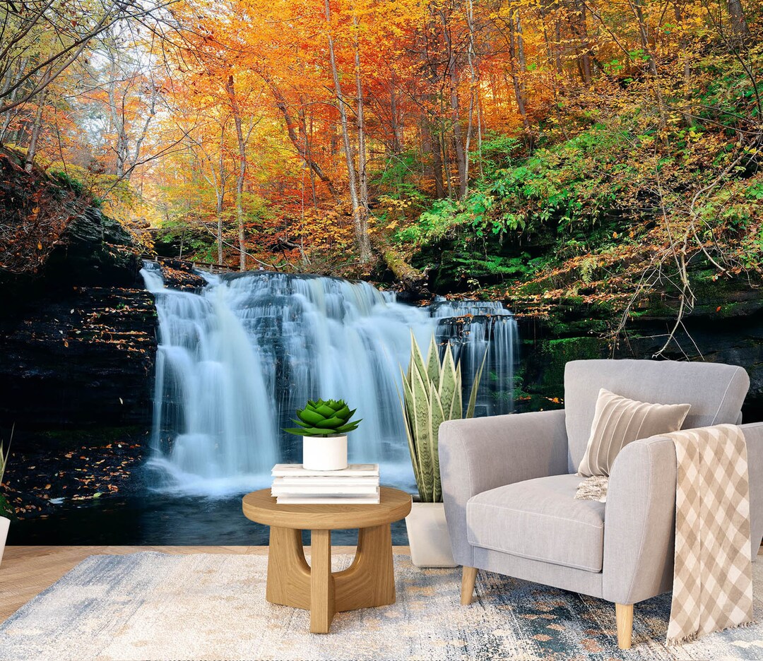 3D Forest Cool Stream FFA1740 Removable Wallpaper Self Adhesive ...