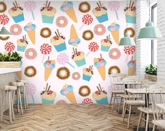 3d Lollipop Ice Cream Ffa2568 Removable Wallpaper Self Etsy