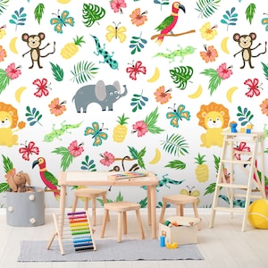 3D leuke cartoon dieren FFA3366 Play Center verwijderbare wallpaper zelfklevende wallpaper Peel & Stick Wallpaper Muurschildering