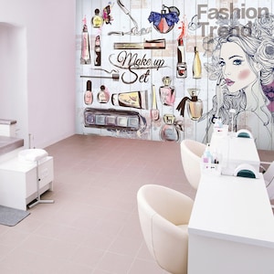 3D Fashion Makeup FFA3280 Salon Carta da parati rimovibile Carta da parati autoadesiva Carta da parati Extra Large Peel & Stick Wallpaper Wallpaper Mural