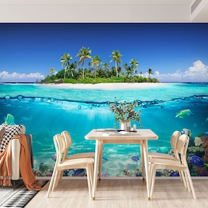 3D Summer Island FFA1264 Carta da parati rimovibile Carta da parati autoadesiva Carta da parati extra large Peel & Stick Carta da parati murale