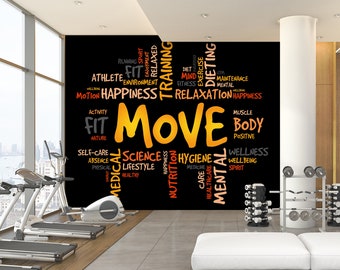 3D Sports Motivation FFA4626 Gym Removable Wallpaper Self Adhesive Wallpaper Extra Large Peel & Stick Wallpaper Wallpaper Mural