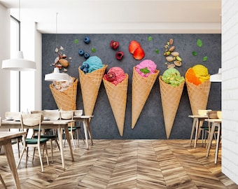 3D-farbiges Fruchteis FFA2585 abnehmbare Tapete selbstklebende Tapete extra groß Peel & Stick Tapete Wandbild