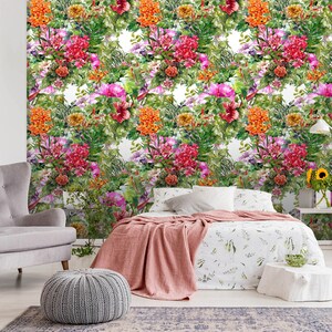 3D Glamour Fiore Olio Pittura FFA3085 Camera da letto Carta da parati rimovibile Carta da parati autoadesiva Peel & Stick Wallpaper Wallpaper Mural