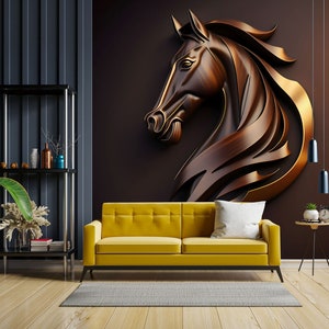 Cavallo d'arte scolpito in 3D FFA1587 Carta da parati rimovibile Carta da parati autoadesiva Carta da parati staccabile e incollata extra large Carta da parati murale