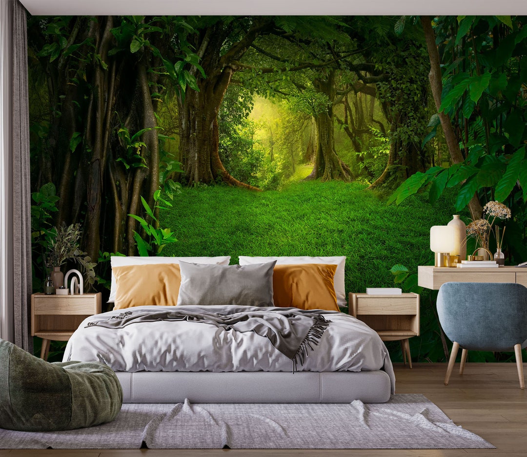 3D Green Forest World FFA1281 Removable Wallpaper Self Adhesive ...