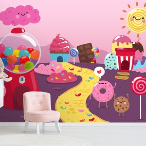 3D Cartoon Ice Cream World FFA2551 abnehmbare Tapete selbstklebende Tapete extra groß Peel & Stick Tapete Wandbild