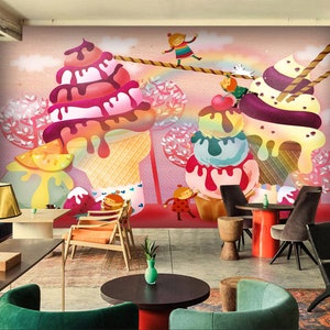 3D Interesting Ice Cream FFA9618 Removable Wallpaper Self Adhesive Wallpaper Extra Large Peel & Stick Wallpaper Wallpaper Mural